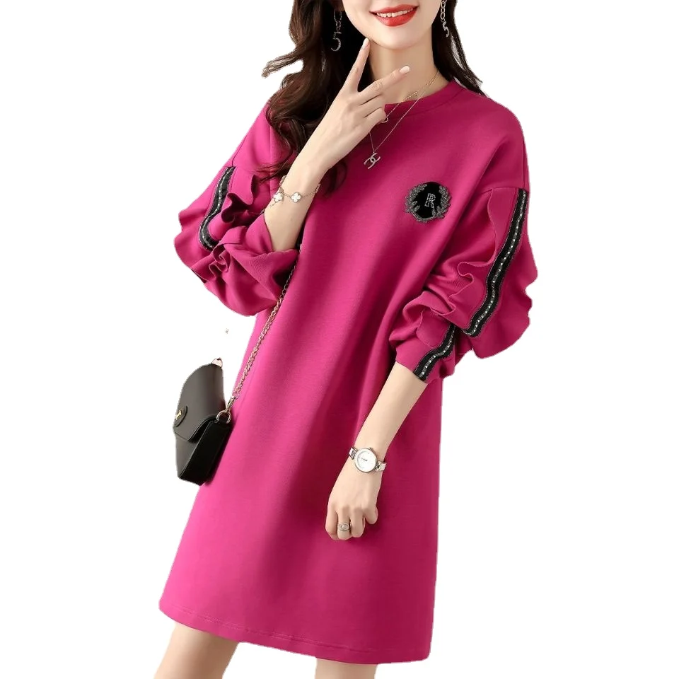

2021 Autumn New Temperament Wild Ruffle Sleeve Ribbon Decorative Fashionable Design Dress for Women