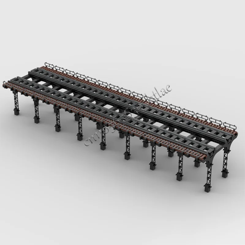 1991 PCS MOC Middeleeuwse Stad Bouwsteen Serie Spoorwegbrug Architectuur Modulaire Kinderen Assemblage Speelgoedset Kerstcadeaus