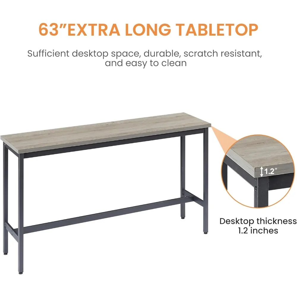 مجموعة طاولة بار طويلة مع 3 مقاعد بار منجدة من البولي يوريثان وطاولة بار صناعية وكراسي لطاولة الإفطار في المطبخ وغرفة المعيشة،