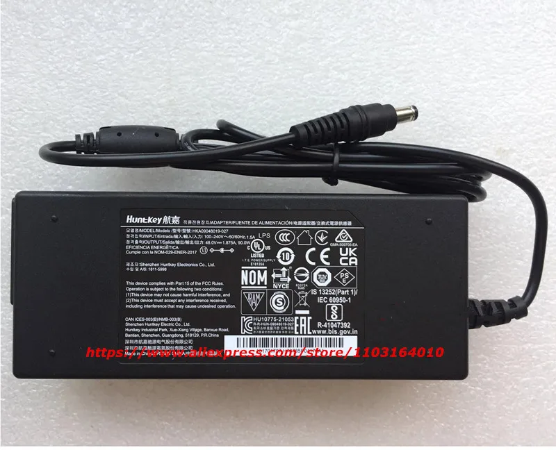 

Original OEM Huntkey HKA09048019-027 48V 1.875A 90W AC Adapter Charger For Hikvision 8CH PoE 4K 8MP NVR eri-k108-P8 Power Supply