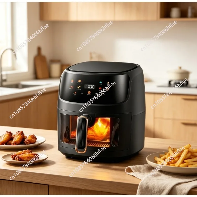 8L Visible Window Home Air Fryer, Multi-Function Smart Color Touch Screen Fryer for Cross-Border Wholesale