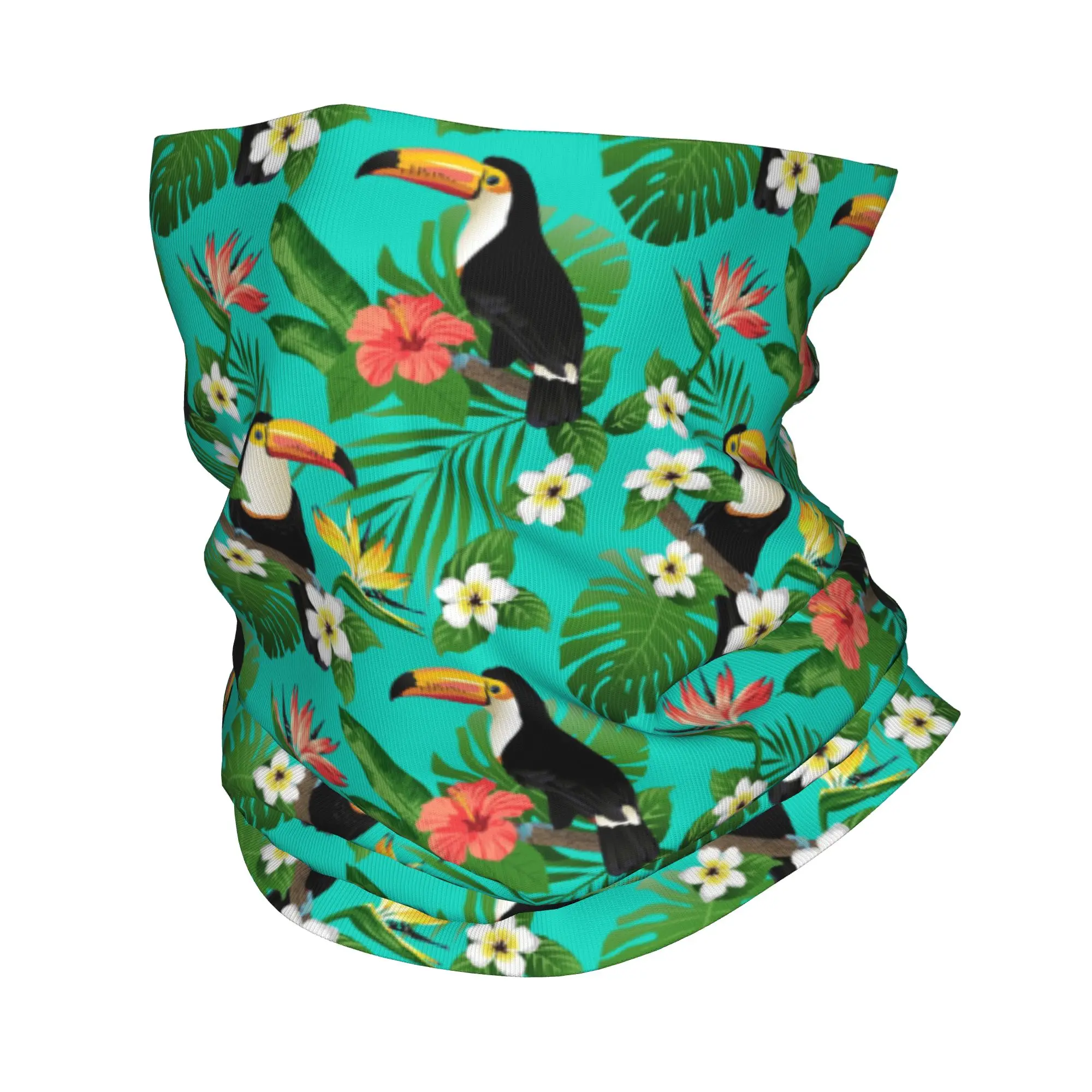 

Бандана с принтом тропической птицы-туканы и пальмовых листьев, шарф-накидка с принтом, теплый головной убор для бега, для мужчин и женщин, для взрослых