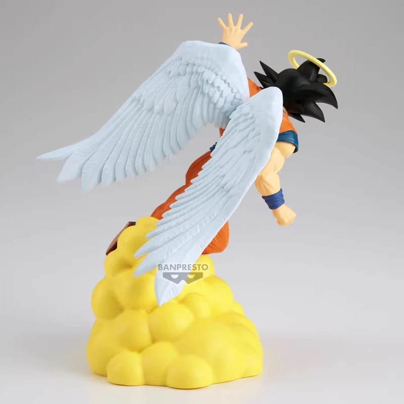 재고 있음 반다이 오리지널 BANPRESTO 역사 상자 드래곤 볼 Z 작별 인사 손오공 천사 날개 애니메이션 피겨 모델 장난감 장식품 선물