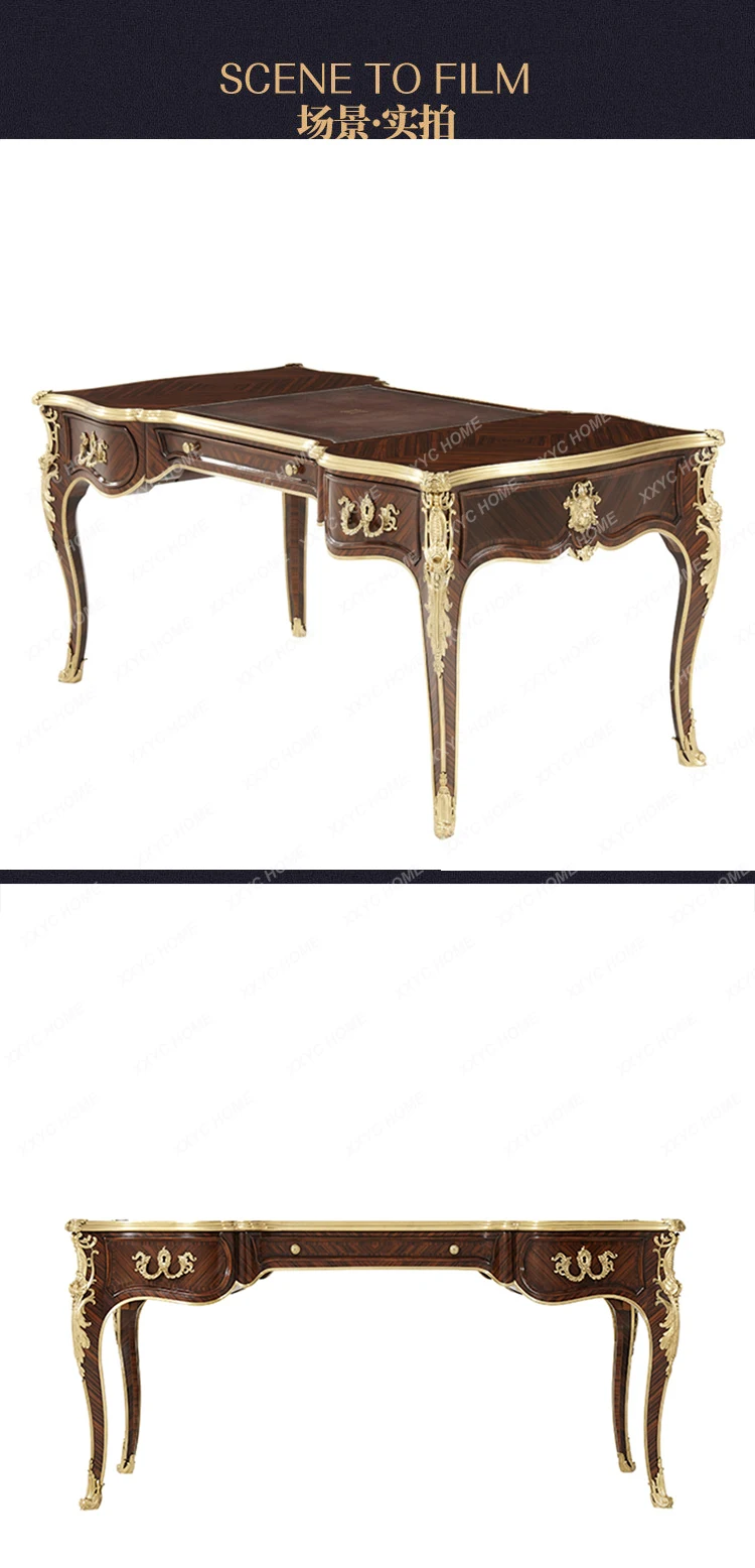 

British medieval style solid wood villa desk high-end furniture household simple computer writing desk