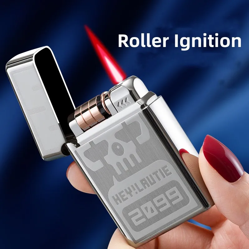 Roller Ignition Inflatable Windproof Dual Battery Changeable Retro Trend Creative Cigar Men\'s Portable Gas Metal Lighter Gifts