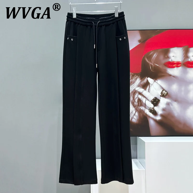 

WVGA весна осень новые мужские расклешенные широкие брюки Tide High Street повседневные уникальные драпированные тонкие спортивные штаны длиной до пола Ins W8064