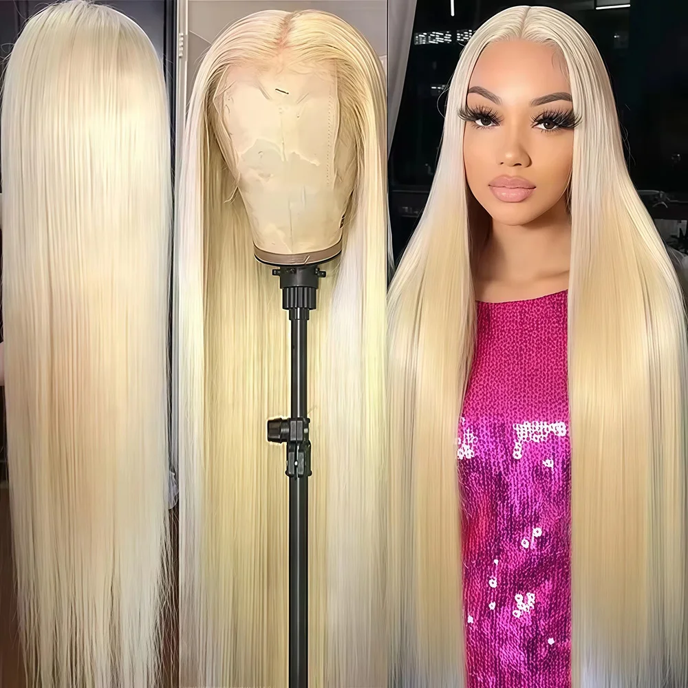 

613 Honey Blonde Straight 13x6 HD Lace Frontal Human Hair Wig 200 Density 46 Inch Brazilian Human Hair Wigs For Women
