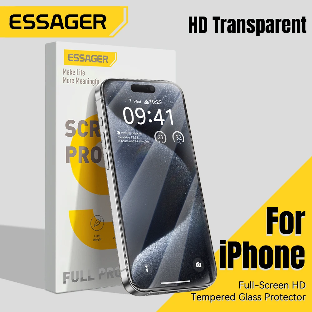 

Essager Screen Protector Full Screen Frosted/HD Drop-proof And Dust-proof Tempered Film Transparent For iPhone 15 14 13 Pro Max