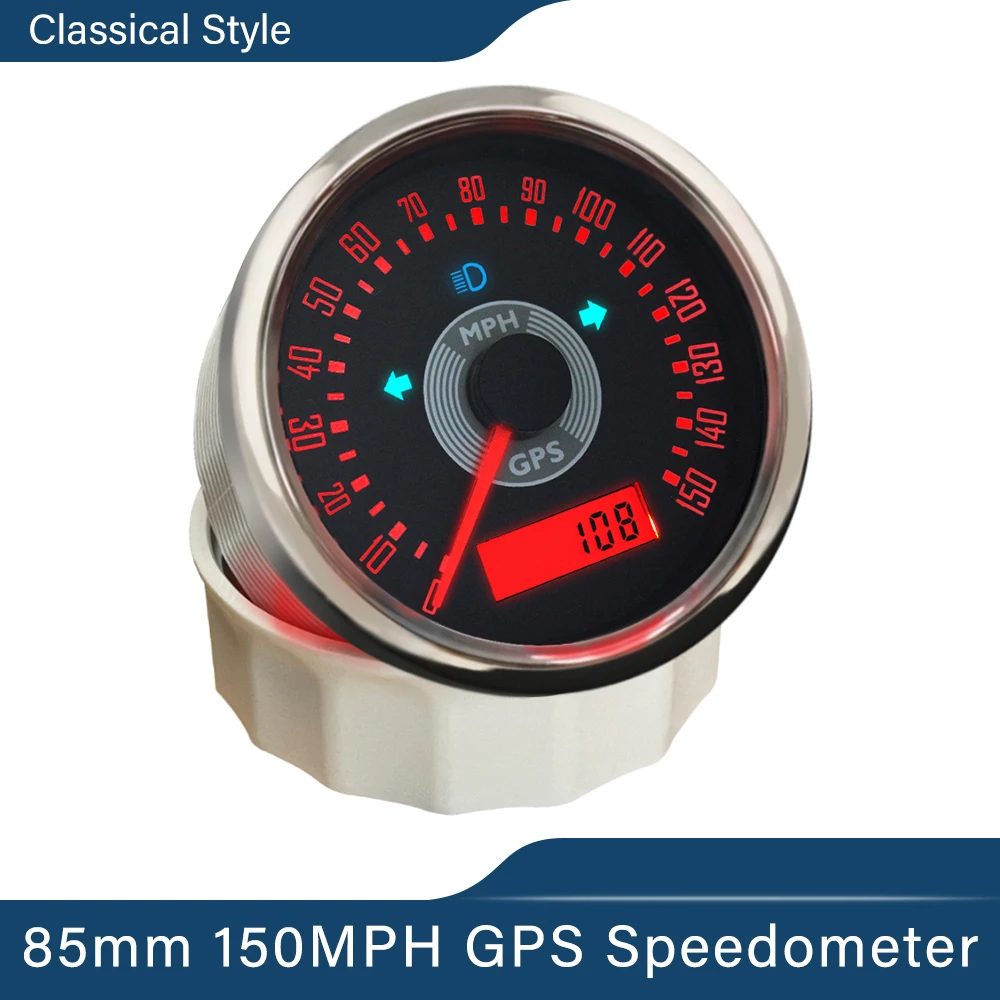 

Classical Style 85mm 0-150MPH 0-160MPH 0-160km/h 200kmh GPS Speedometer 9-32V with Red Yellow Backlight for Ship Car Motorcycle