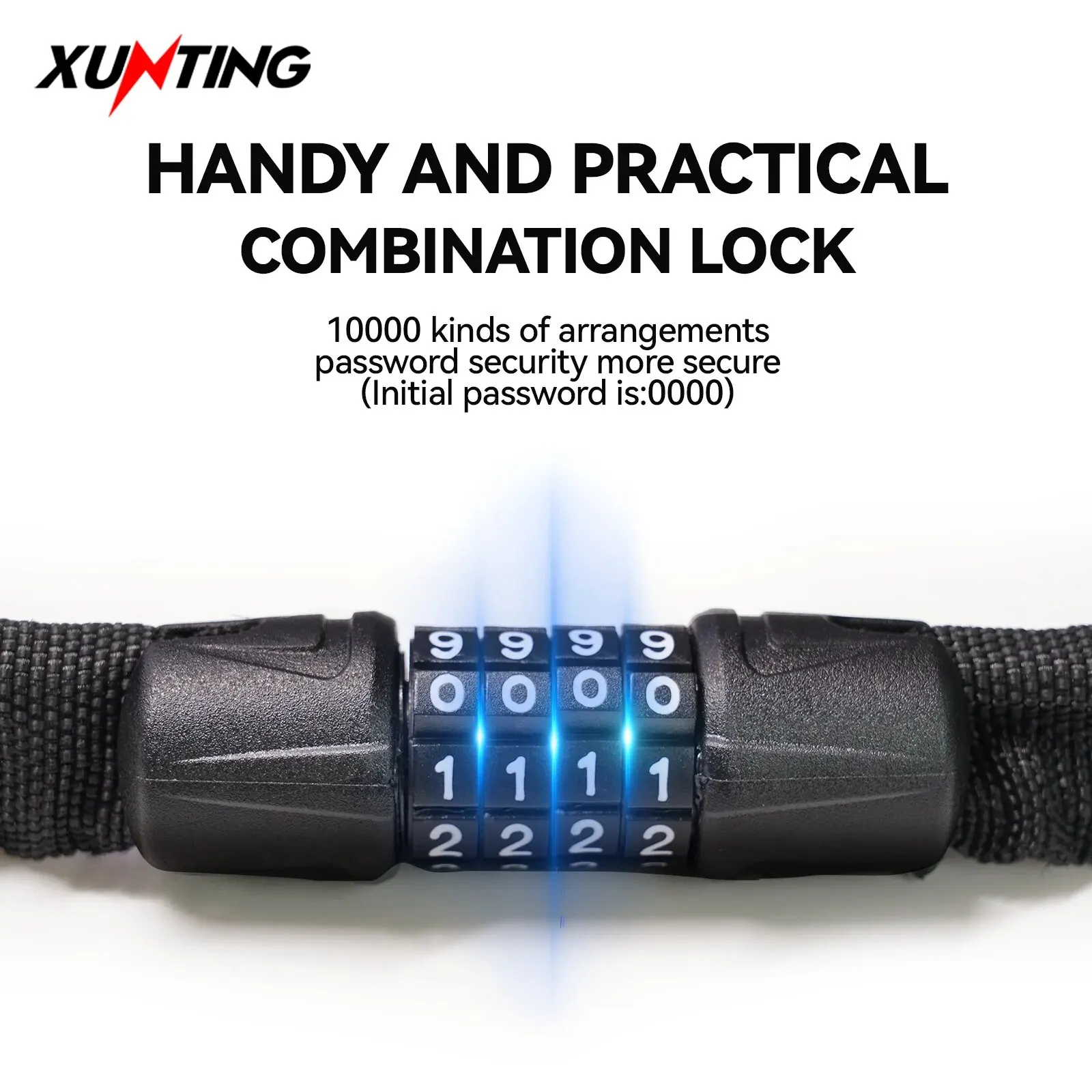 Xunting Bike Lock 4 Digit Code Combination Security Lock 77cm for Bicycle Equipment MTB Anti-theft Lock Mount Bike Accessories