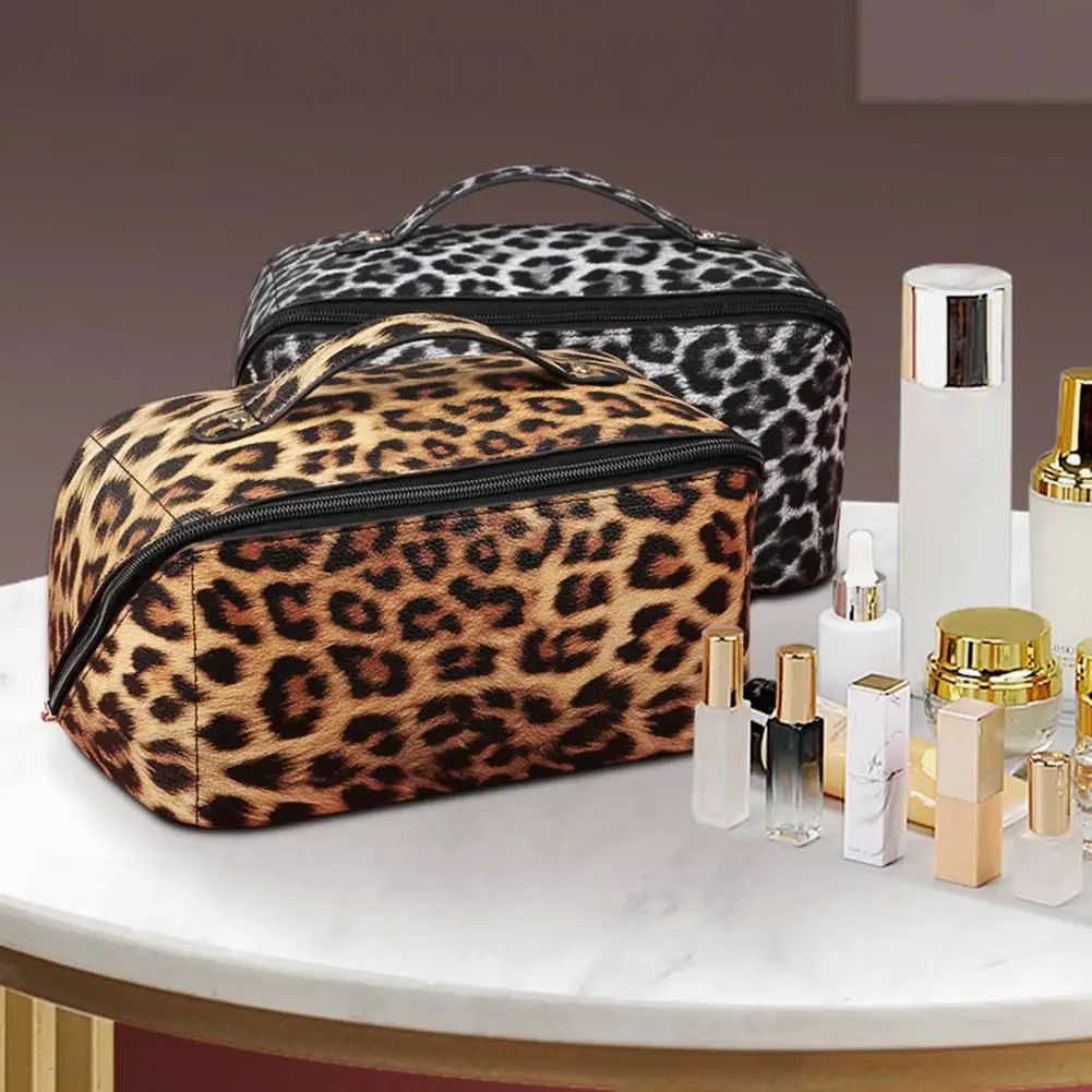 Women Cosmetic Bag High Capacity Dust-proof Waterproof Faux Leather INS Leopard Print Travel Make-up Bag bolsos de maquillaje