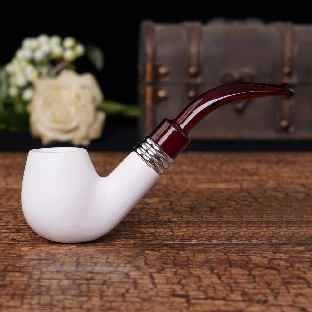 JIBILL imitation Meerschaum pipe Durable Classic Resin acrylic Smoking Pipe Tobacco Pipes Gift father day gift 3mm pipe channel