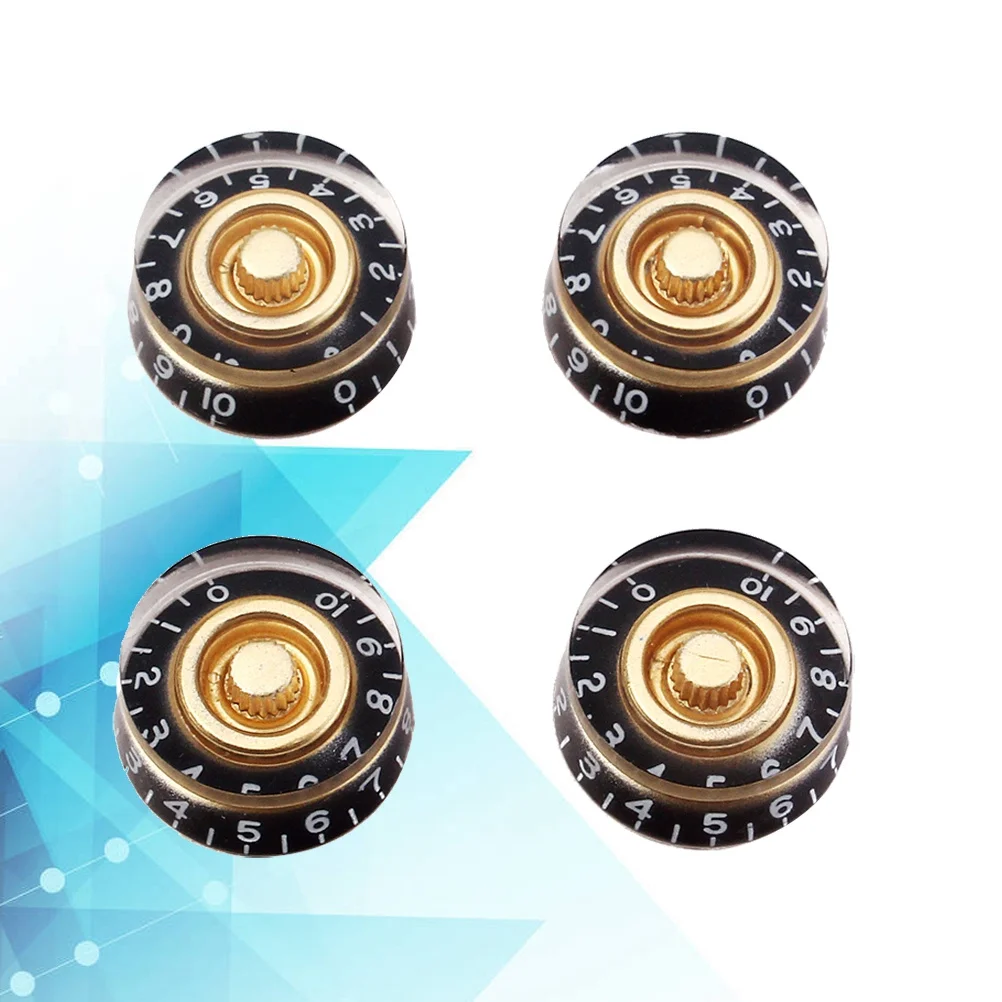 

4 PCS/ Knob Guitar Electric Knobs Black Metal Volume Buttons Replacement Parts