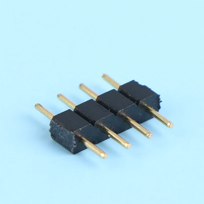 RGB 커넥터 어댑터 핀, 수 타입 더블 4 핀, RGB 5050 3528 LED 스트립, DIY 다채로운 조명 삽입 커넥터, 10 개