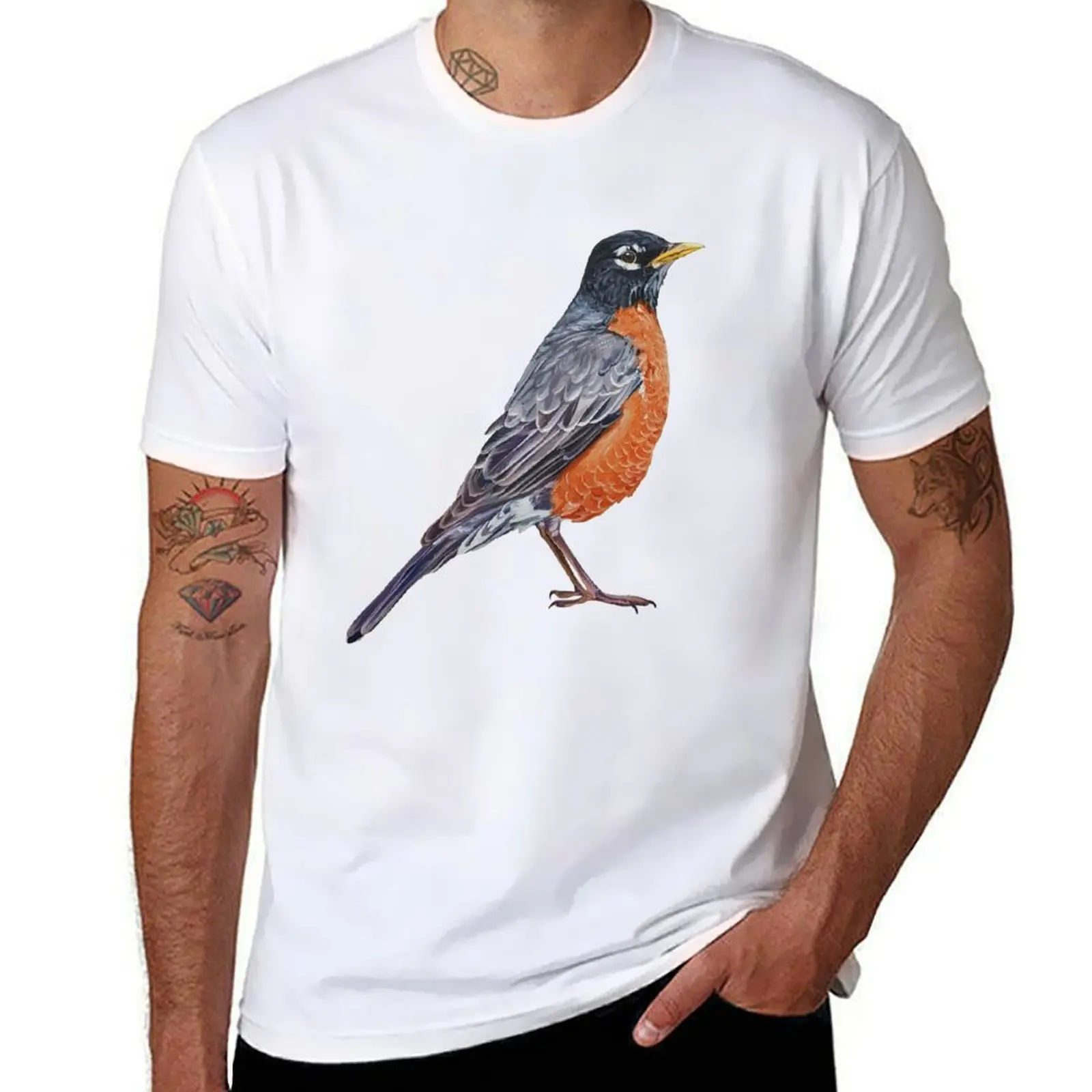 

American Robin - bird painting (no background) T-Shirt t shirt man casual funny t shirts dark humor T-Shirt