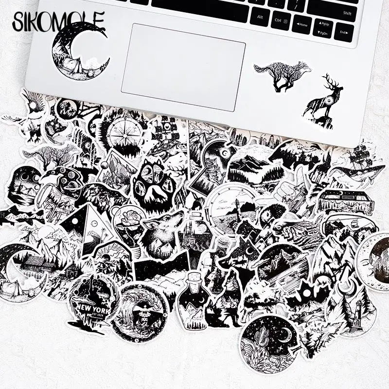 10/30/50PCS Creative Black And White Gothic Sticker Punk Style For Suitcase Notebook Skateboard Fridge Laptop Decals Sticker F5