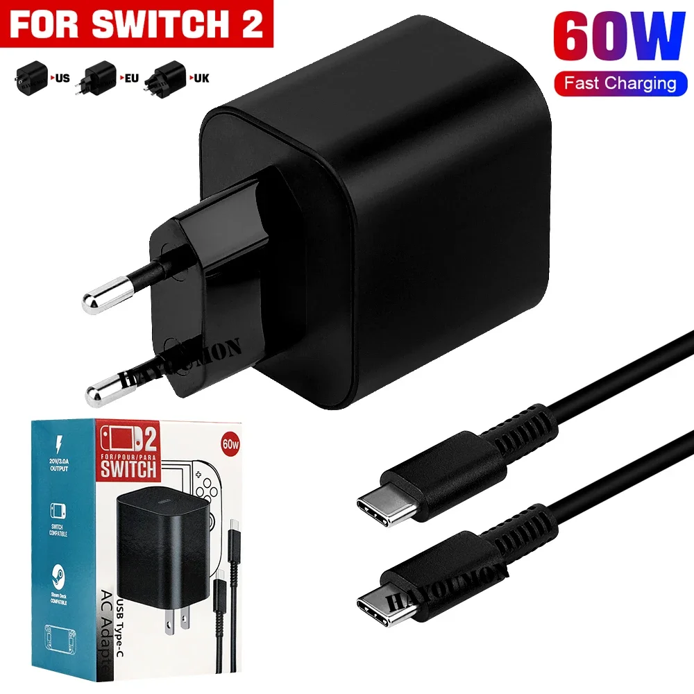 NEUES AC-Netzteil für NS Switch 2 mit USB-Typ-C-Kabel, Netzteil, 60 W, Schnellladung für Switch 2 Zubehör