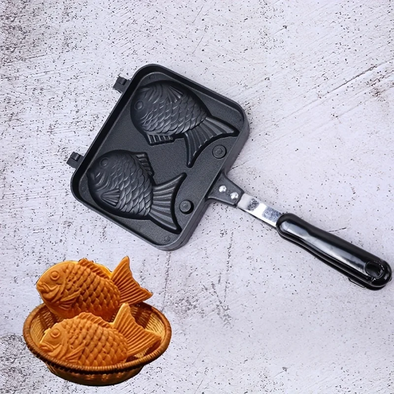Double-sided Aluminum Non-stick Taiyaki Mold, Japanese Fish-shaped Baking Tool for Breakfast & Snacks