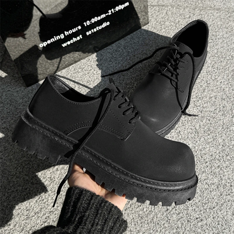 

Men's Summer 2026 New Retro British Style Thick Bottom Casual Shoes Leather round Toe Wear Resistant Rubber Outsole