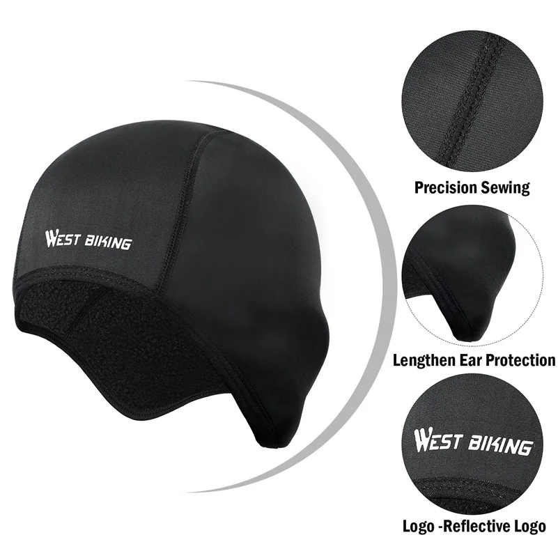 WEST BIKING Winter Skull Cap Windproof Thermal Warm Cycling Helmet Liner Outdoor Sport Hat MTB Road Bicycle Motorcycle Headwear