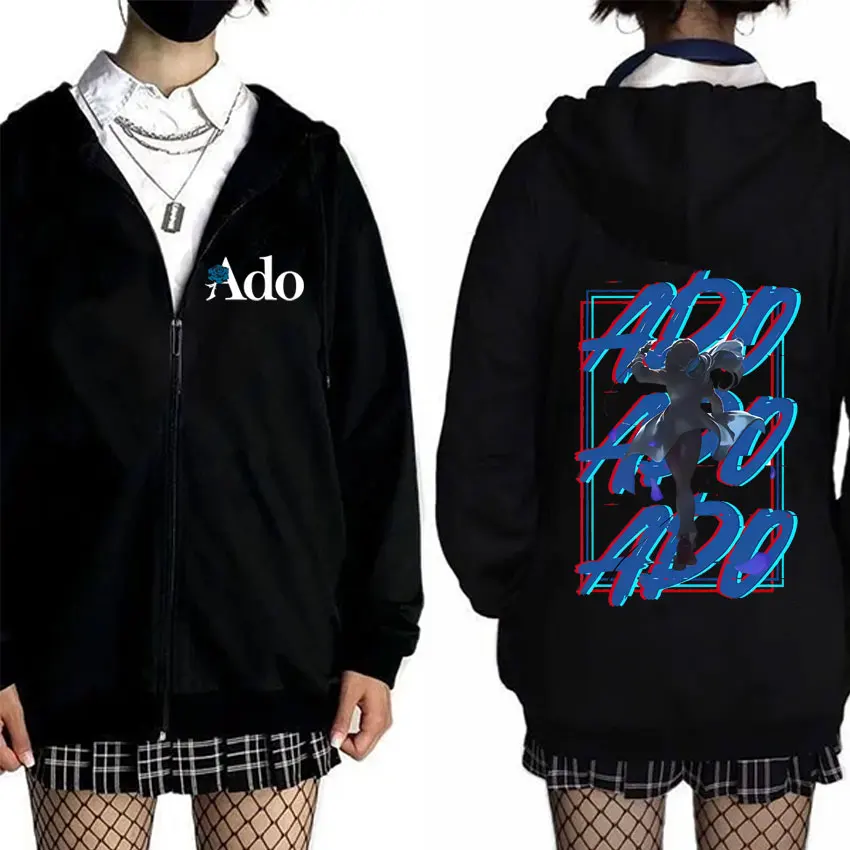 

Hot Sale Ado Double Sided Print Zipper Hoodie Men Women Fashion Loose Oversized Streetwear Y2k Japanese Style Zip Up Jacket Coat