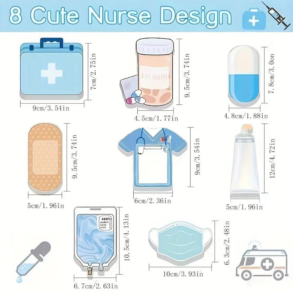 Cute Nursing Themed Sticky Notes Set Colorful 30 Sheets Self-Adhesive Memo Thickened Removable Square Memo Pad Office School