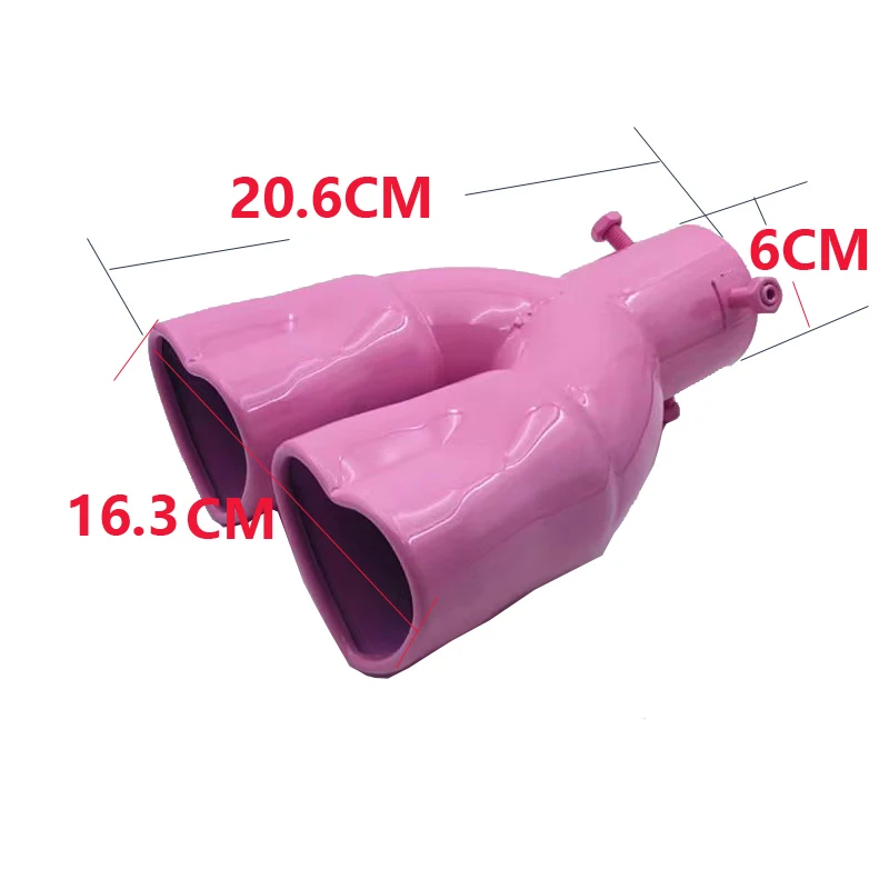 Universal Twin Exhaust Tip Heart Shape Tail Throat Exterior Modify Accessories Thick Stainless Muffler Tip Exhaust Double Pipe