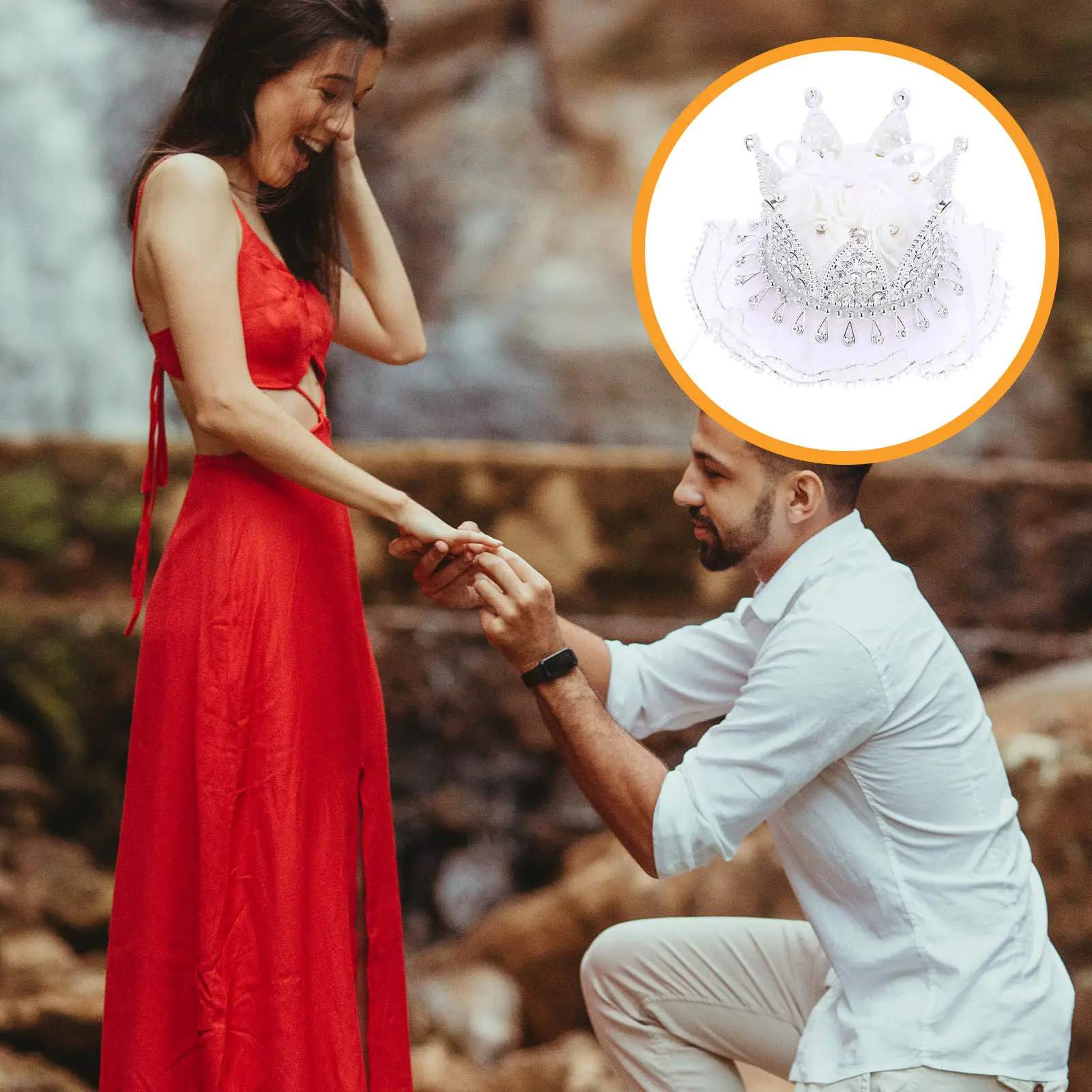 

Crown Diamond Inlaid Ring Box Wedding Engagement Holder Luxury Crafted Safe Material Travel Accessory Storage