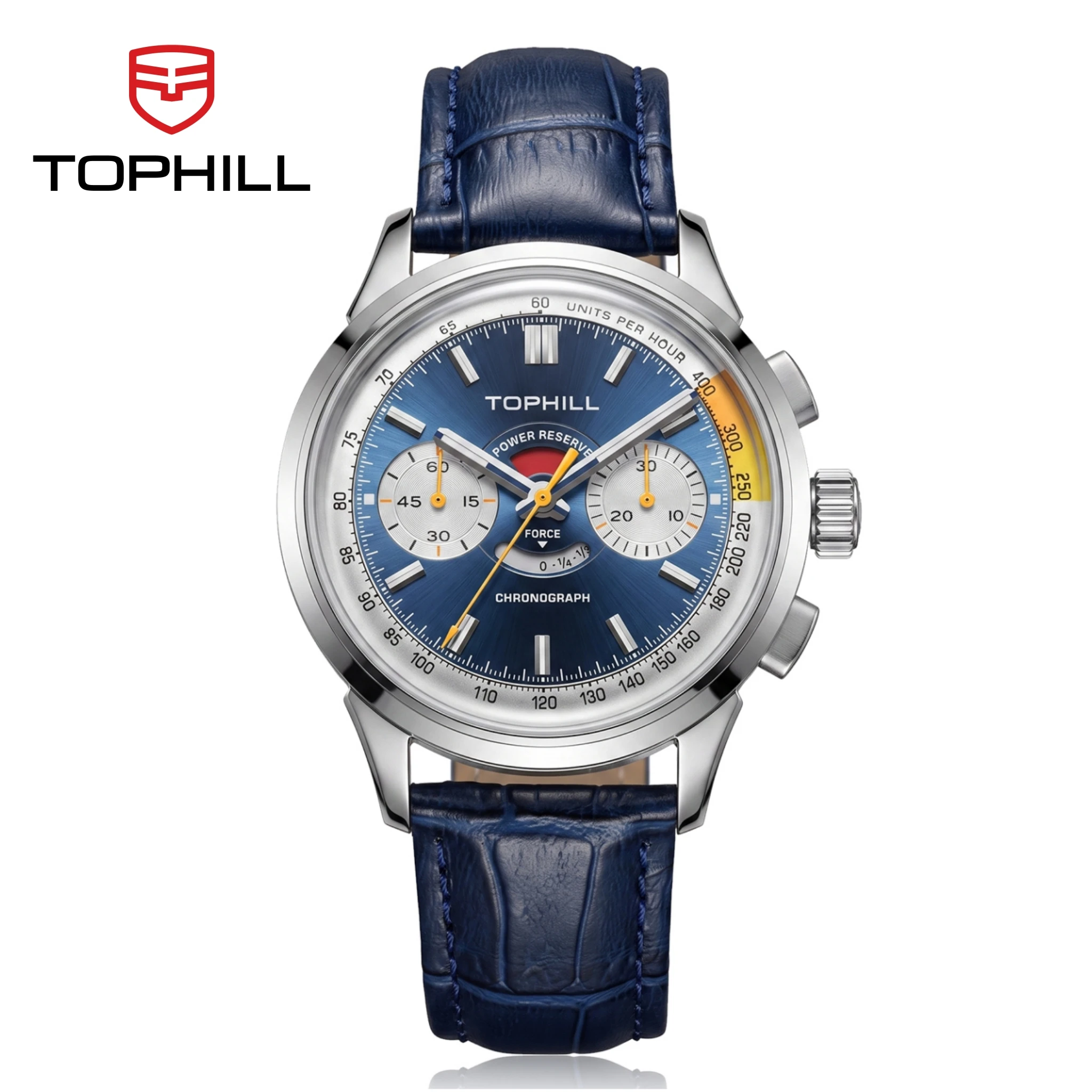 TOPHILL+ Watch For Men Seagull ST1905 Retro Hand-Wound Chronograph Reloj Domed Sapphire Crystal C3 Luminous 5Bar KIM003G
