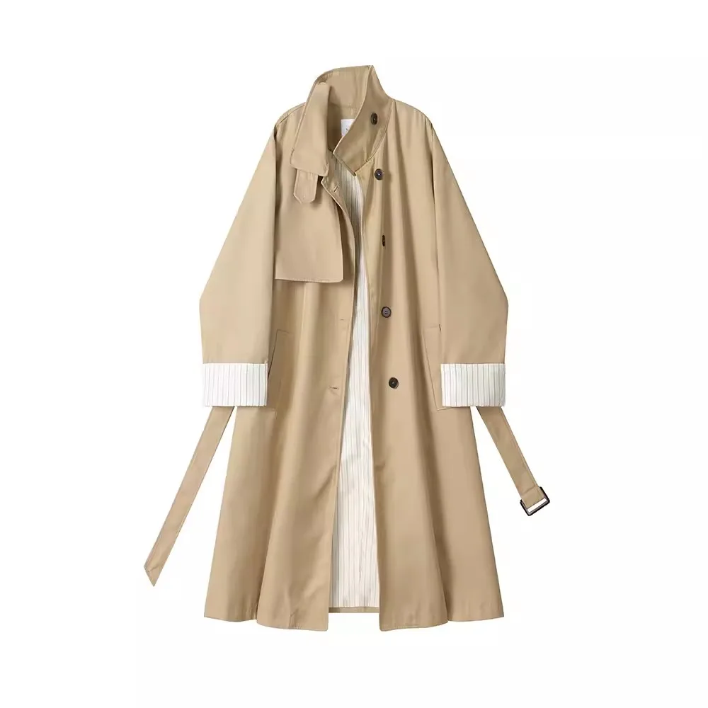 

High end Retro British Trench Coat For women 2024 Autumn New Trend Temperament Long Overcoat With belt Female Slim Windbreak