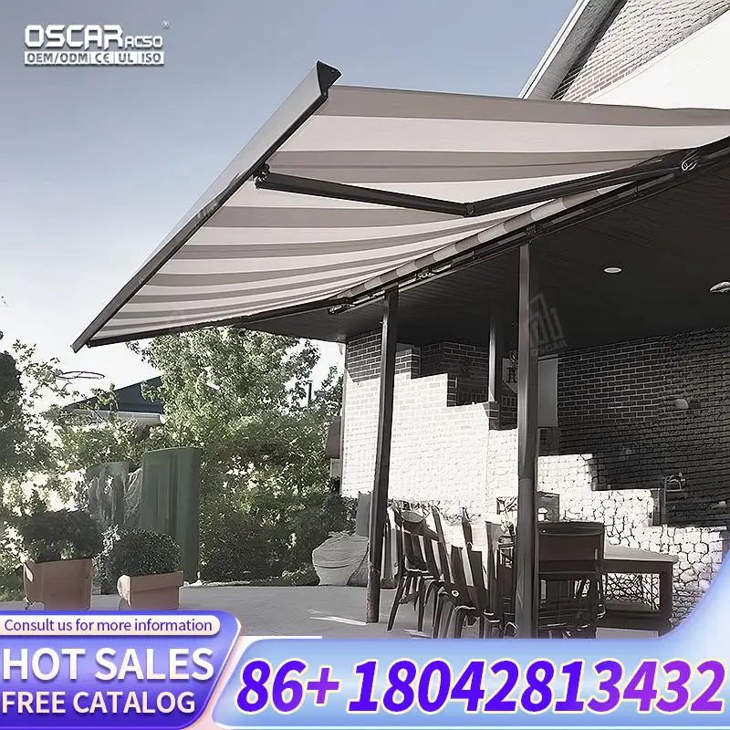 3x25M 5X3M Electric Full Cassette Awning with Remote Control Luxury UV Protection for Outdoor Garden Balcony Retractable Awning