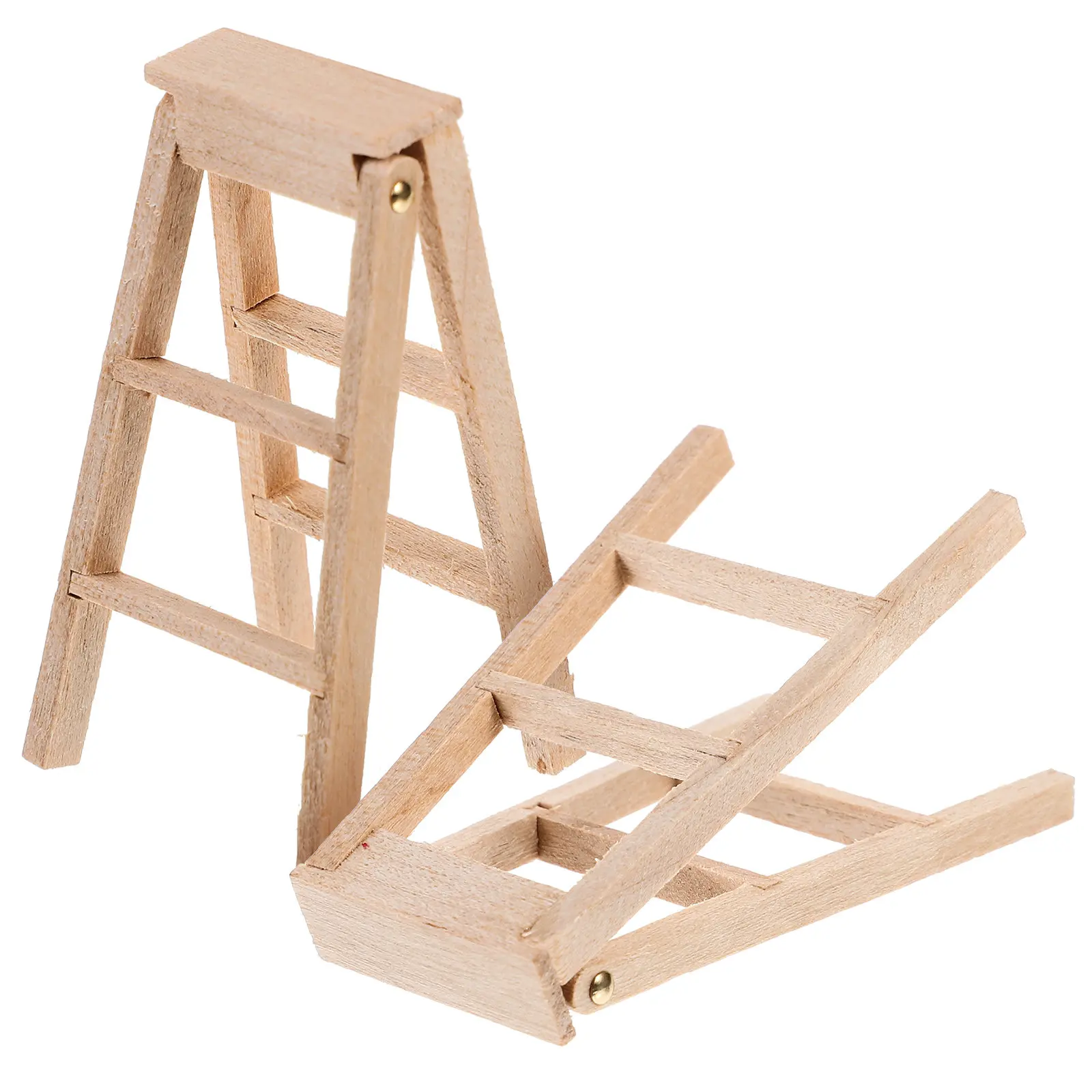 

2Pcs Miniature Wood Ladder for Miniature House Interiors Exquisitely Crafted Folding Step Ladder Decorative Ornament for 1:12