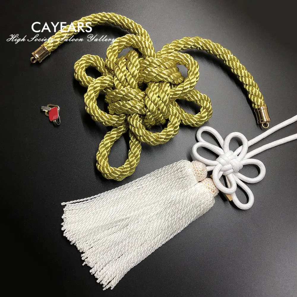 Cayears JDM Junction Produce New Model Large Kintsuna Golden Kin Rope JP Fusa Kiku Knot Luxury Car Rearview Mirror VIP Fastening