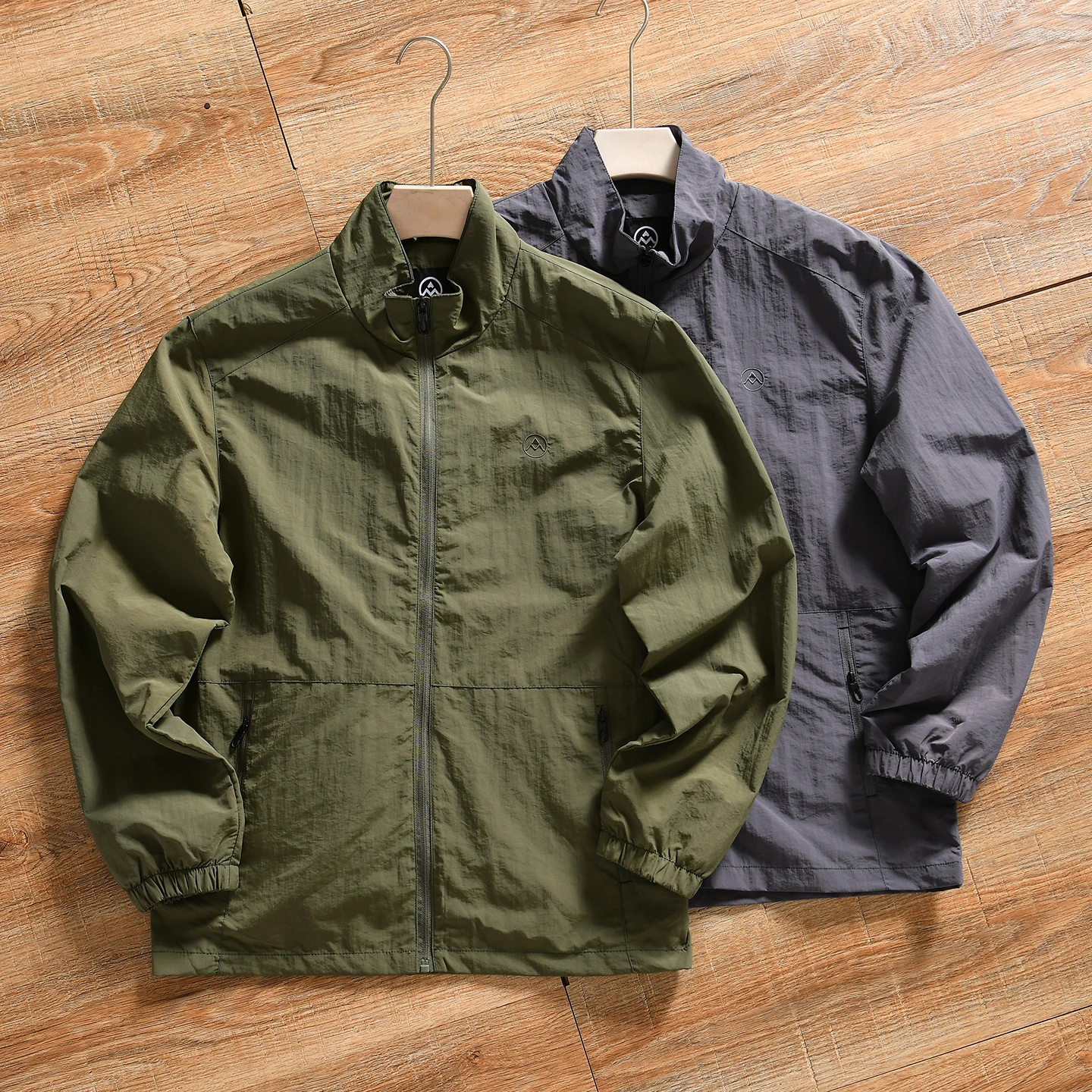 Wear-Resistant Tear-Proof Spring Autumn Men's Thin Outdoor Stand Collar Jacket Trendy Polyester/Nylon Composite Fiber