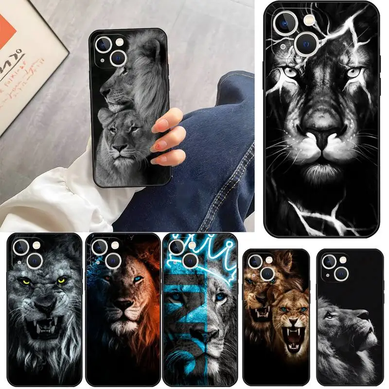 The King Of Beasts, The Lion Phone Case For Iphone 13 Coque 13 Pro Max 12 Xr X Xs Mini Pro Max For 6 6s 7 8 Plus Se 2020 Shell