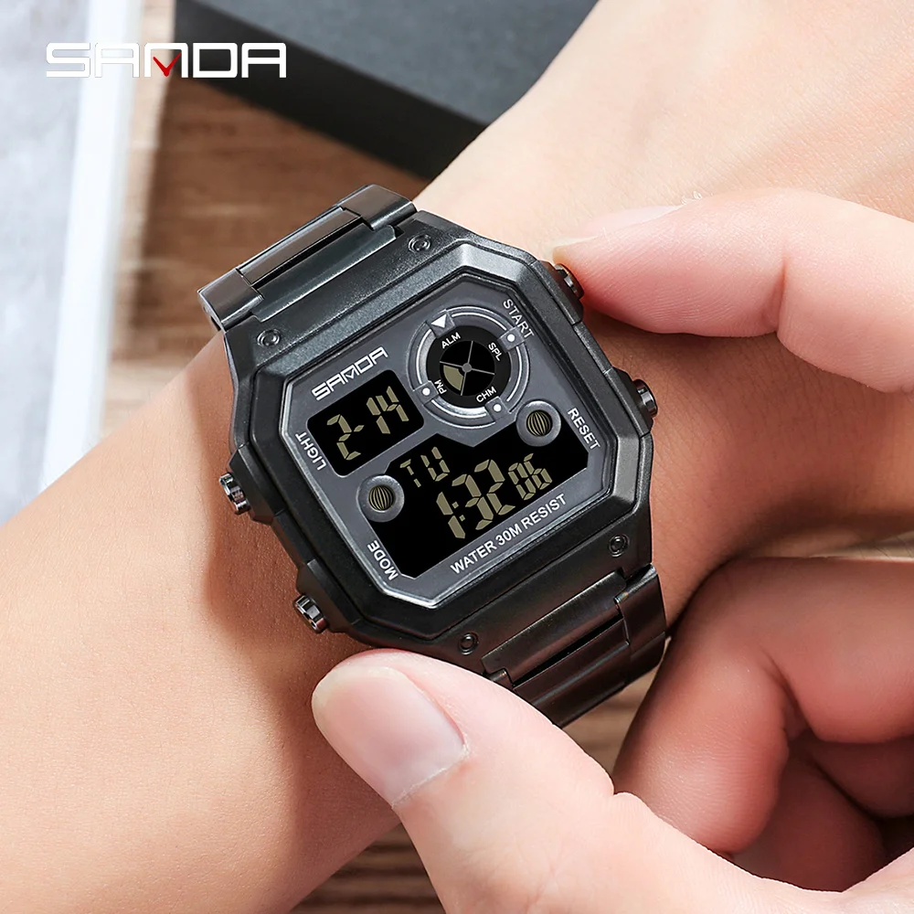 SANDA Best seller Cool Advanced Fashionable Military Square Watch Digital Outdoor Sport Man Watches For Waterproof Countdown﻿﻿﻿﻿