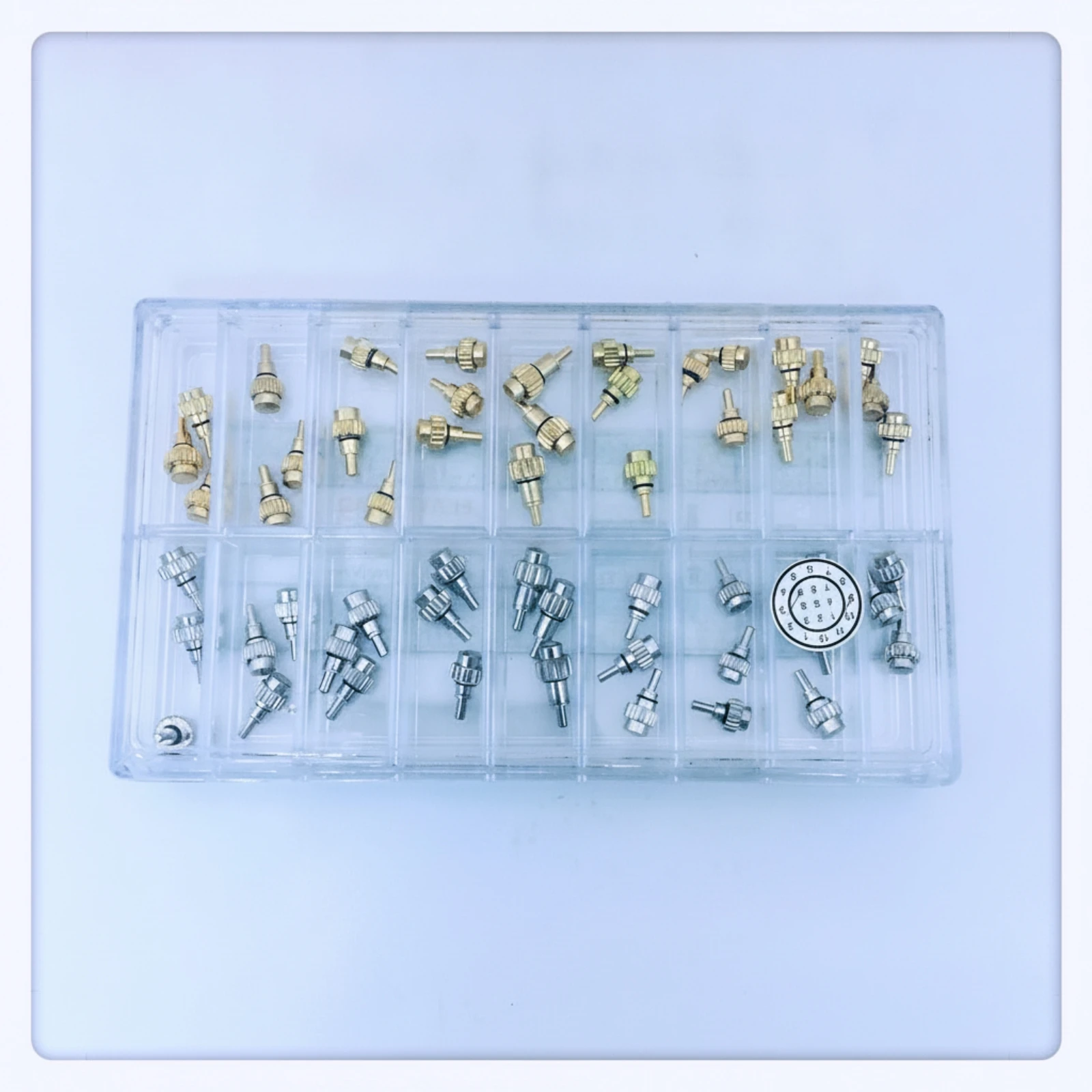 Watch Crown Replacement Assortment Push-Type Watch Crown Assortment Hardware Assorted Compact for Watchmakers, Workbench