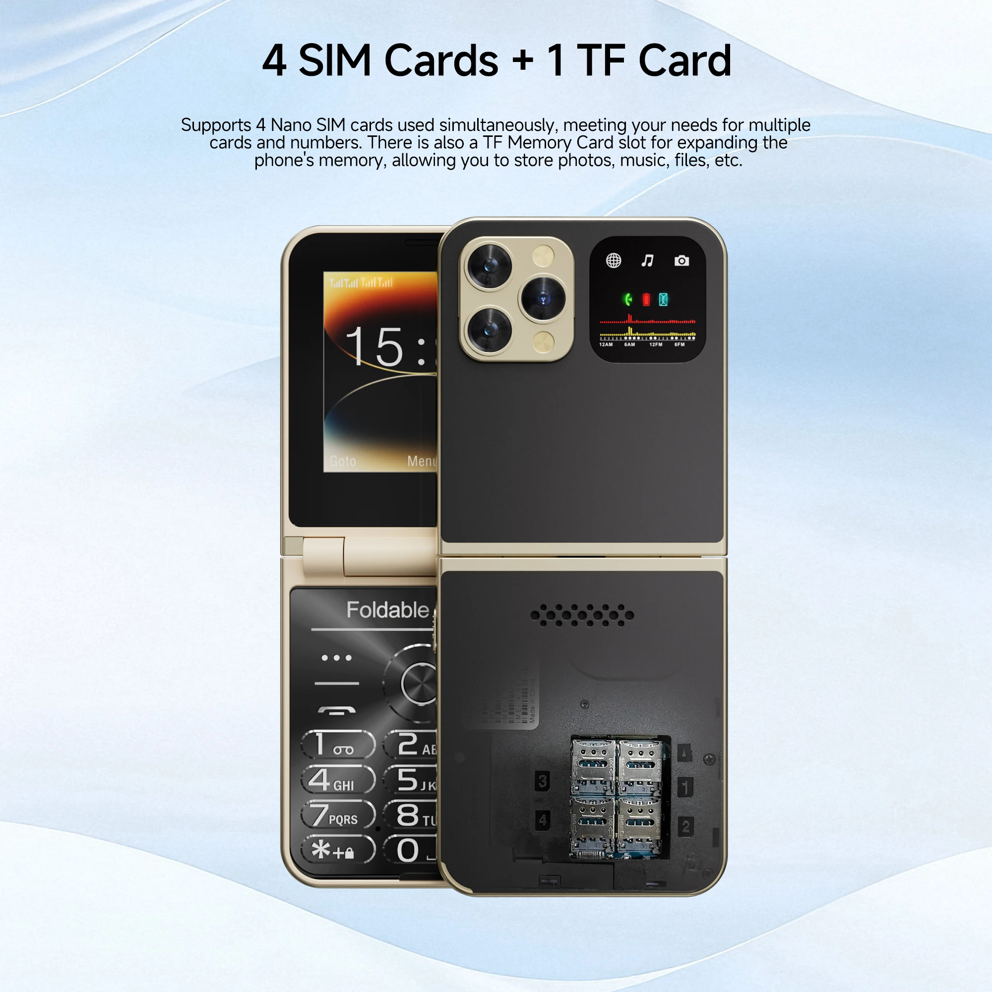 سيرفو i16 برو ماكس فليب الهاتف المحمول أربعة SIM الاستعداد ماجيك تسجيل المكالمات الصوتية مصباح يدوي FM 2G GSM الهواتف المحمولة القابلة للطي Type-C