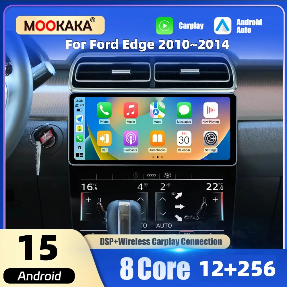 포드 에지 2010-2015 차량용 12/10인치 듀얼 스크린 멀티미디어 플레이어 GPS 네비게이션 라디오 안드로이드 13 카플레이 상하 스크린