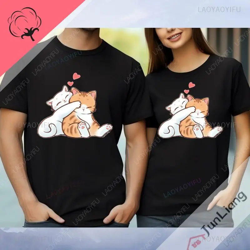 Fun cute cat graphic T-shirt Summer men casual oversized short sleeve T-shirt unisex Ultra Harajuku Y2K clothing