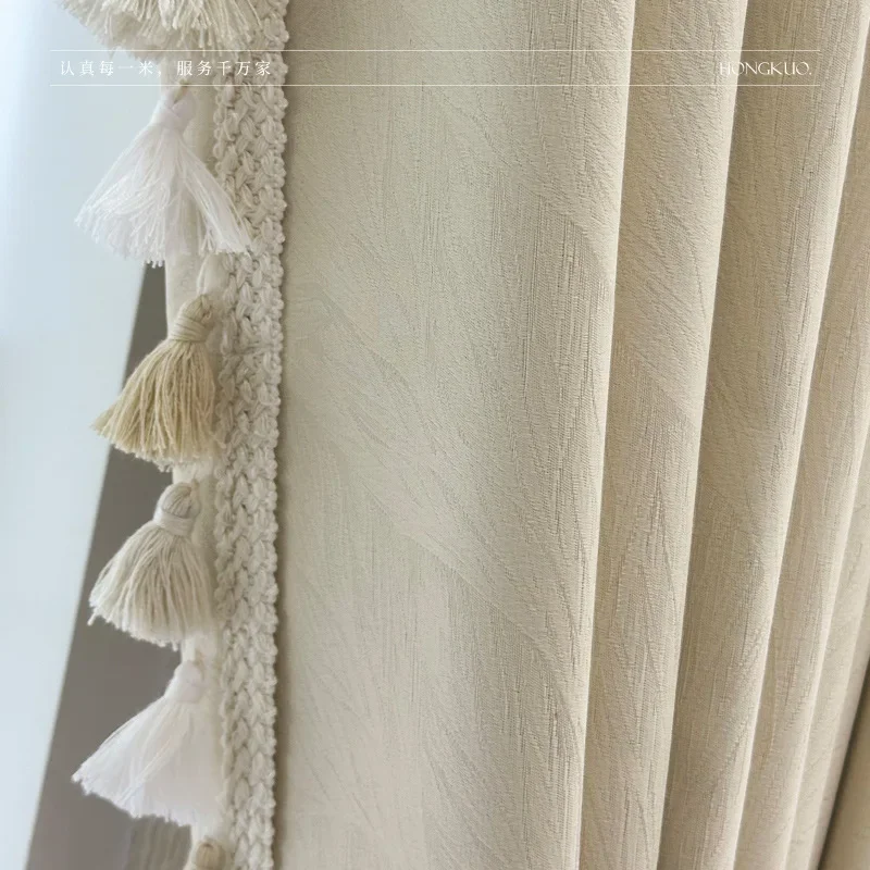 NH5010French cream curtains can be lined or tasseled