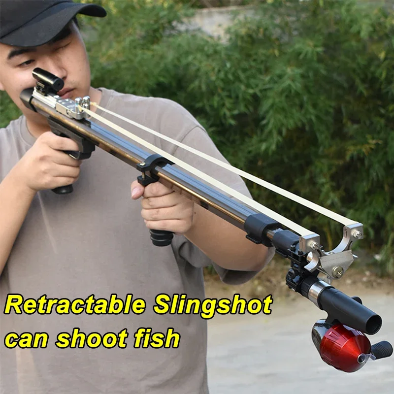 

Shooting Suit Laser Aiming Slingshot Golden Long Rod Slingshot Retractable Design Professional Hunting Shooting Toy