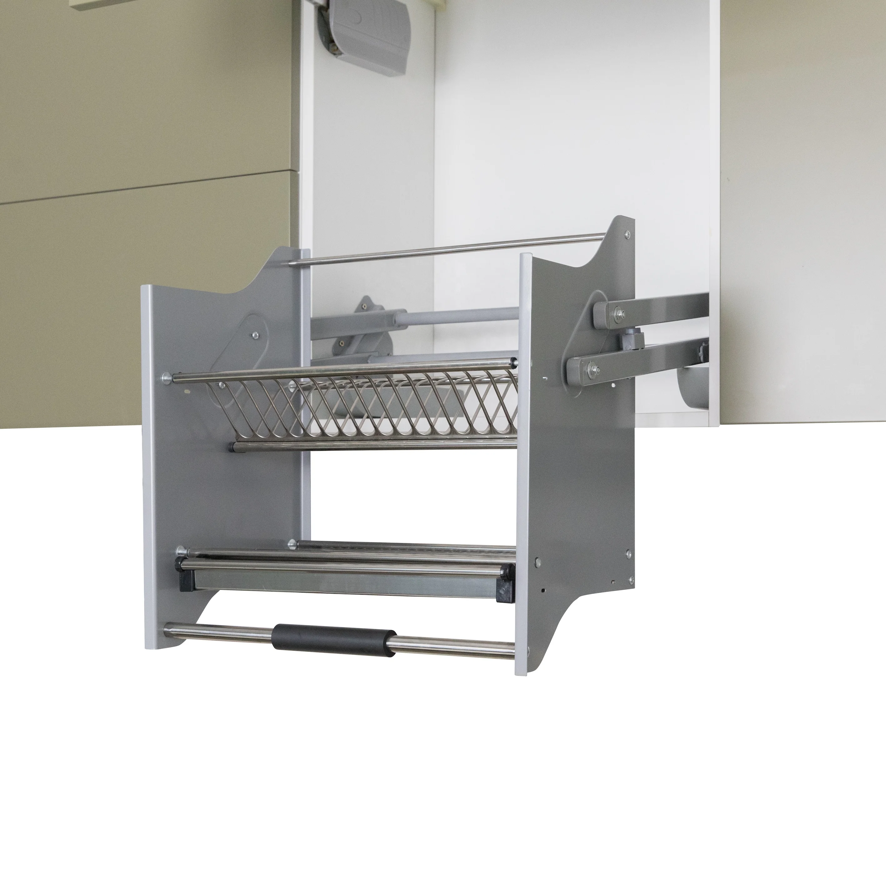 سلة رفع المطبخ سحب أسفل أرفف أسلاك الفولاذ خزائن الحائط رفع رف الأطباق الأجهزة رفع خزانة مخفية هيدروليكية #1