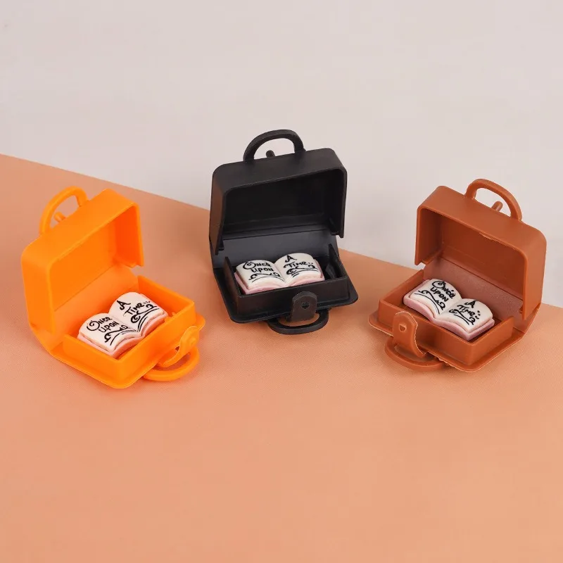 1:12 Mini Backpack Simulation Dollhouse Schoolbag Openable Orange Black Brown with/without Books Pretend Play Toy