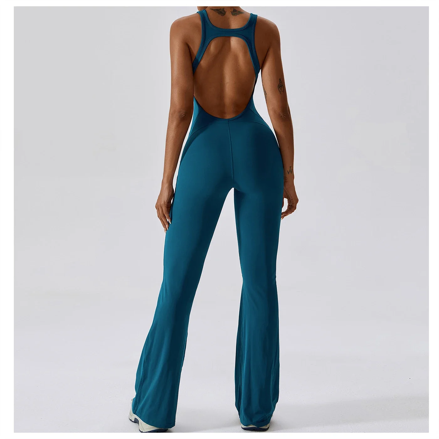 Women Fitness Yoga Trumpet Jumpsuit One Piece Outfit Hollow Tight Quick Dry Sleeveless Runing Gym Female Training Dance Onepiece