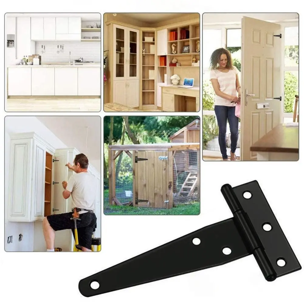 

4Pcs/set 3/4/5/6inch Iron Cabinet Hinges T Shape Easy To Install Gate Concealed Hinges Compact Cabinet Door Buffer