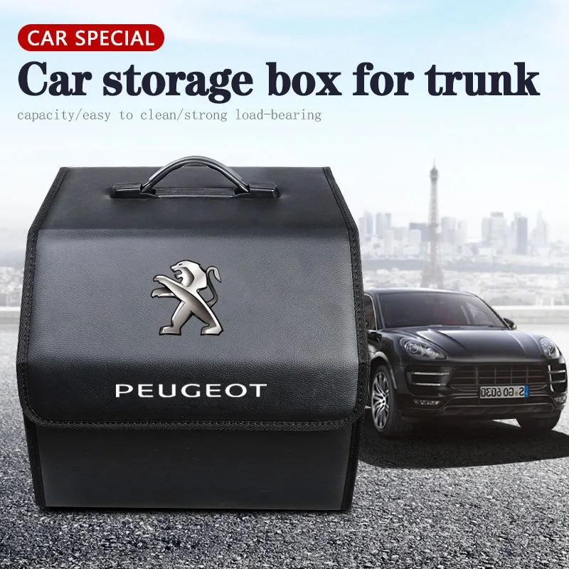 

Car Trunk Storage Bag Leather Camping Box Collapsible For Peugeot 206 307 308 207 3008 208 407 508 2008 5008 301 406 408 607