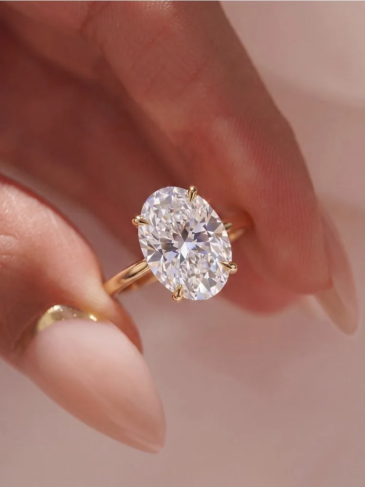 Wunderschöner glänzender 1-8 Karat Zirkon Ovaler Steinring für Damen, 925 Sterling Silber, Verlobungsring, Hochzeit, Luxus, hochwertiger edler Schmuck – Detail 2