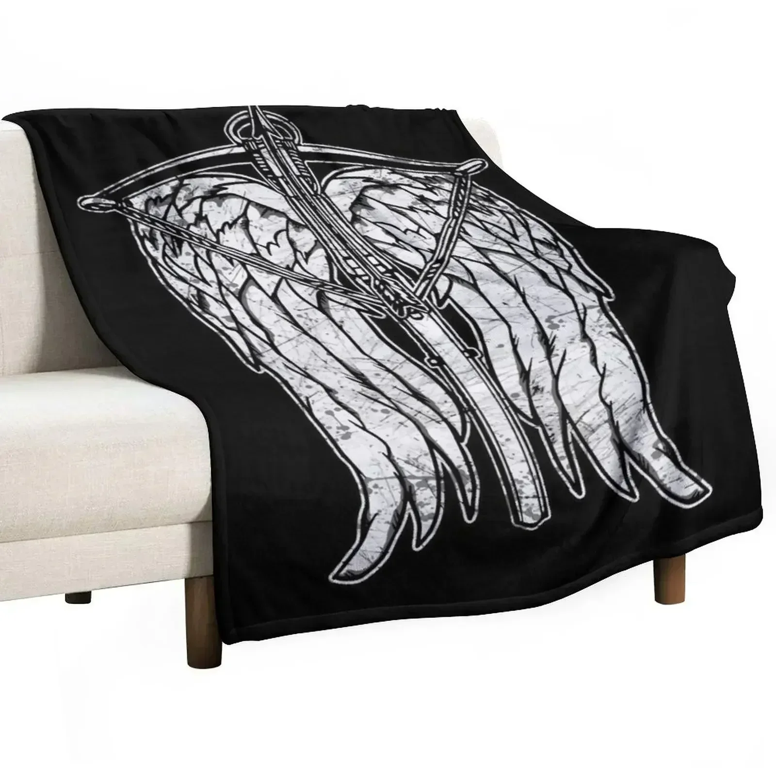 Angel Wings and Crossbow (Dirty) Throw Blanket Cute Plaid Vintage Sofas Blankets