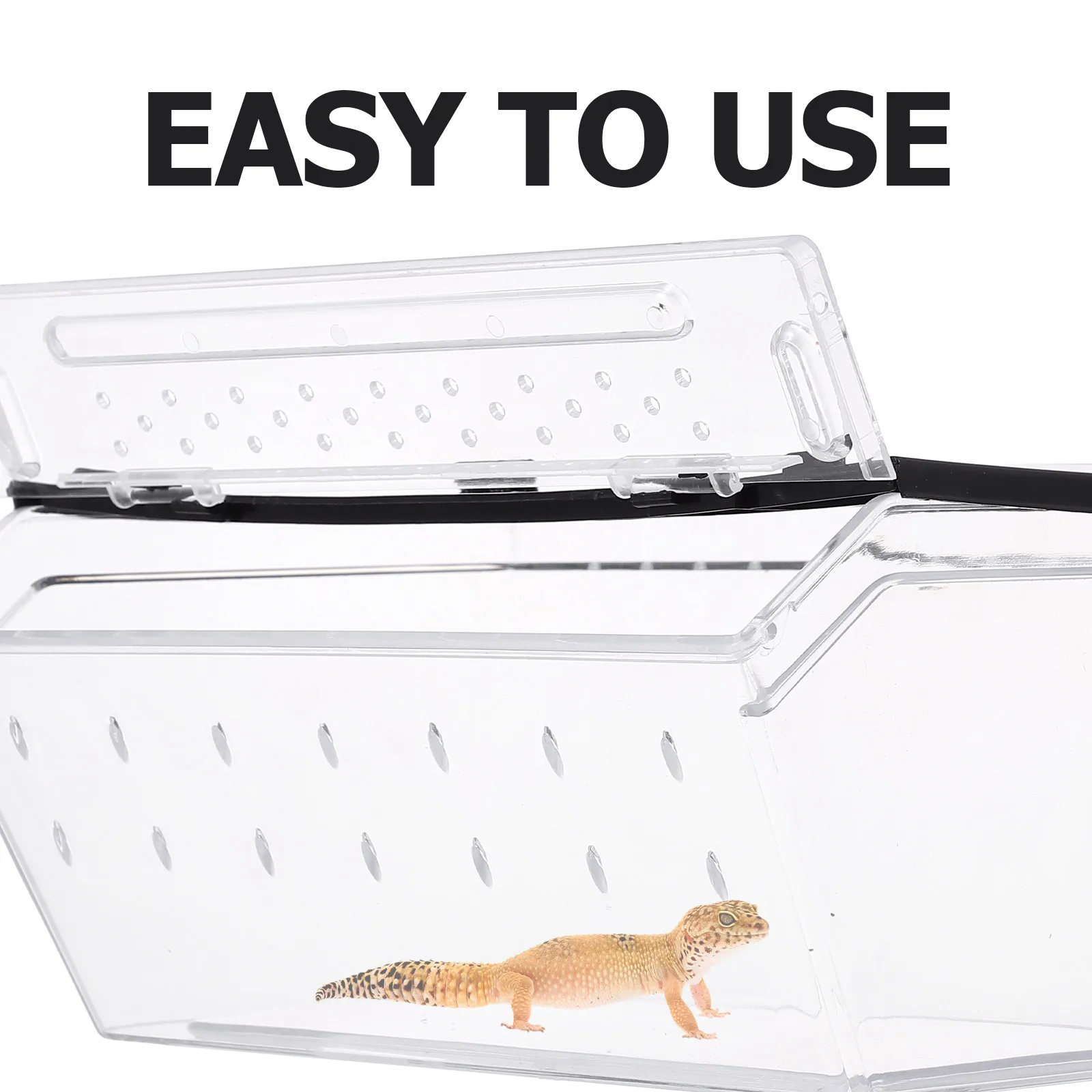 

ABS Reptile Terrarium Container Lightweight Feeding Box for Spiders Lizards Turtles Frogs Ventilation Holes Durable Clear Pet